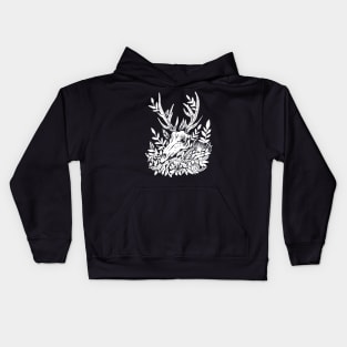 Memento Mori Deer Skull & Foliage Witchy Dark Mori Gothic Punk Kids Hoodie